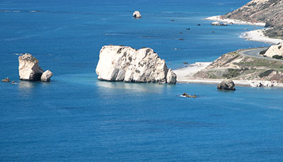 Scenic photograph of Aphrodite's rock.