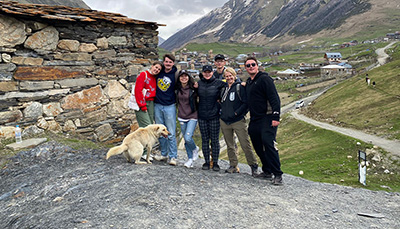 Group of students studying abroad.