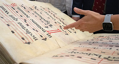 A close up of an old document from the library archives.