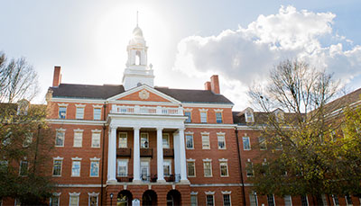 Exterior of large brick School of Medicine building in Columbia.